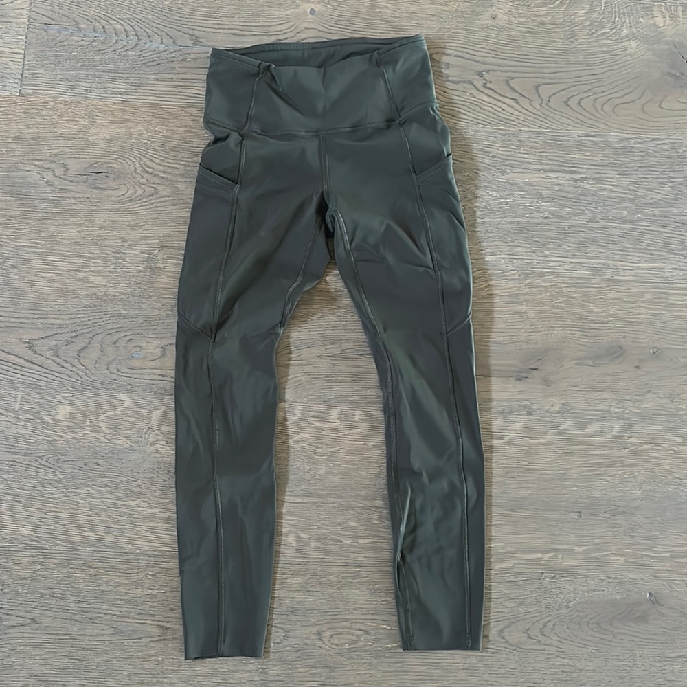 Size 4 Lululemon Fast and Free leggings in dark olive